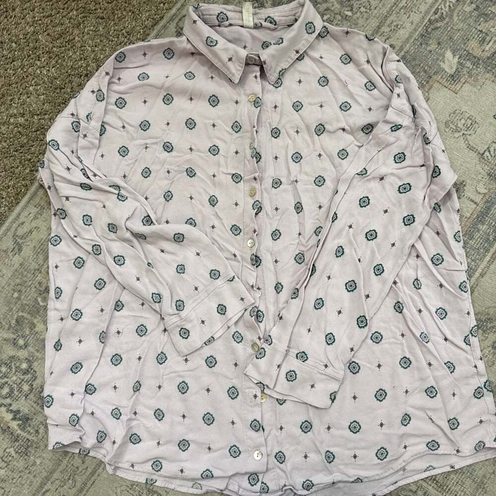 Intimately Free People Lilac Womens Oversized Button Up Shirt